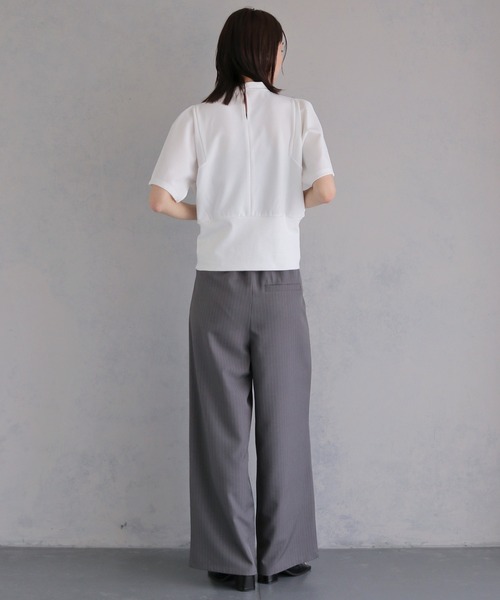 &g'aime(アンジェム)の「【&g'aime 】裾リブトップス Ribbed-Hem Tops(Tシャツ/カットソー・レディース・ブラック/ホワイト・FREE)」の14枚目の写真