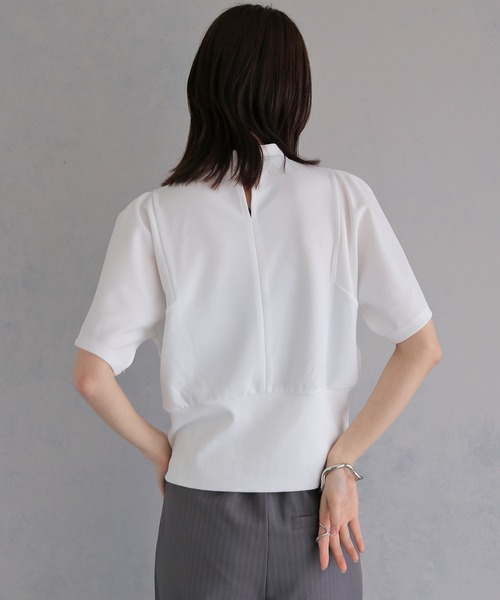 &g'aime(アンジェム)の「【&g'aime 】裾リブトップス Ribbed-Hem Tops(Tシャツ/カットソー・レディース・ブラック/ホワイト・FREE)」の9枚目の写真