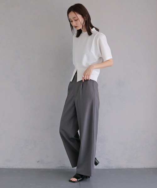 &g'aime(アンジェム)の「【&g'aime 】裾リブトップス Ribbed-Hem Tops(Tシャツ/カットソー・レディース・ブラック/ホワイト・FREE)」の13枚目の写真