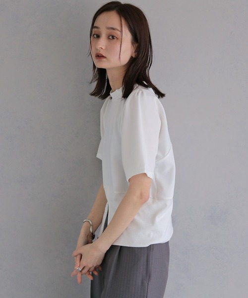 &g'aime(アンジェム)の「【&g'aime 】裾リブトップス Ribbed-Hem Tops(Tシャツ/カットソー・レディース・ブラック/ホワイト・FREE)」の7枚目の写真
