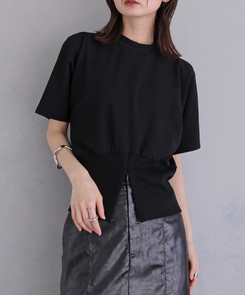 &g'aime(アンジェム)の「【&g'aime 】裾リブトップス Ribbed-Hem Tops(Tシャツ/カットソー・レディース・ブラック/ホワイト・FREE)」の17枚目の写真