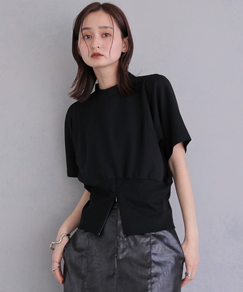 &g'aime(アンジェム)の「【&g'aime 】裾リブトップス Ribbed-Hem Tops(Tシャツ/カットソー・レディース・ブラック/ホワイト・FREE)」の16枚目の写真