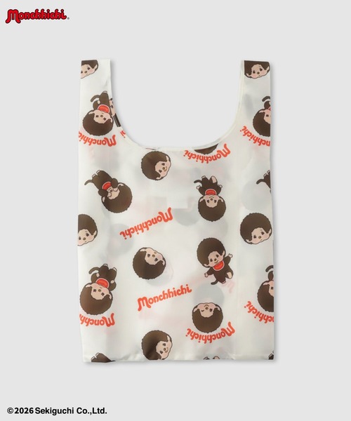 Mac-House(マックハウス)の「【 Monchhichi / モンチッチ 】総柄プリント 折りたたみ エコバッグ(エコバッグ/サブバッグ・レディース・オフホワイト/ネイビー・FREE)」の1枚目の写真