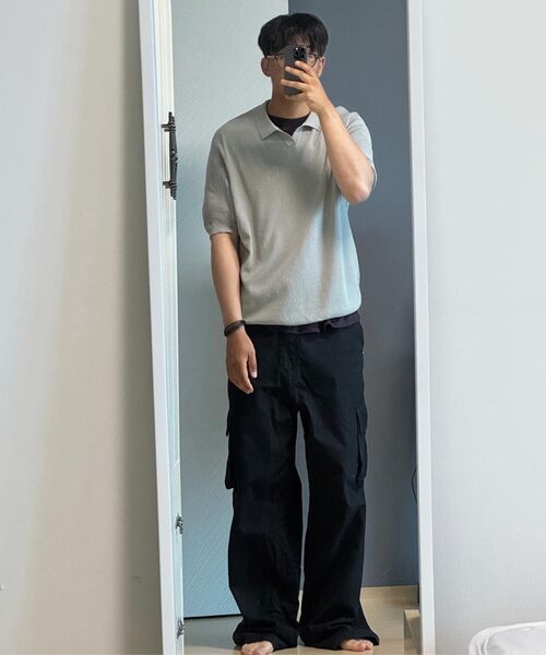NONBLANK(ノンブランク)の「クールタッチハーフスリーブカラー ニット_PALE KHAKI(ポロシャツ・メンズ・その他・X-LARGE/MEDIUM/LARGE)」の3枚目の写真