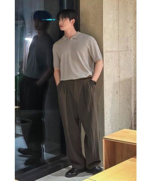 NONBLANK(ノンブランク)の「クールタッチハーフスリーブカラー ニット_PALE KHAKI(ポロシャツ・メンズ・その他・X-LARGE/MEDIUM/LARGE)」の4枚目の写真