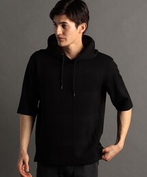 MONSIEUR NICOLE | 【canal deux Luxe】チェック柄 ダンボールニット半袖パーカ(パーカー)