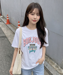 レディース ボンジュール アートワーク Tシャツ (2 COLOR) (HC5STA7)