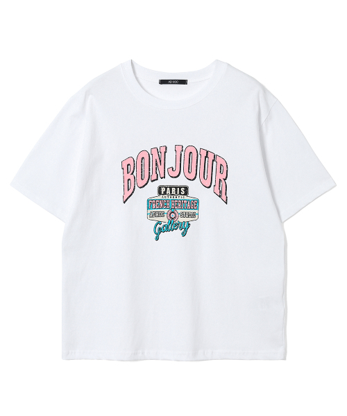 ADHOC（アドホック）の「レディース ボンジュール アートワーク Tシャツ (2 COLOR) (HC5STA7)（Tシャツ/カットソー・レディース・アイボリー/グレー・FREE）」の3枚目の写真