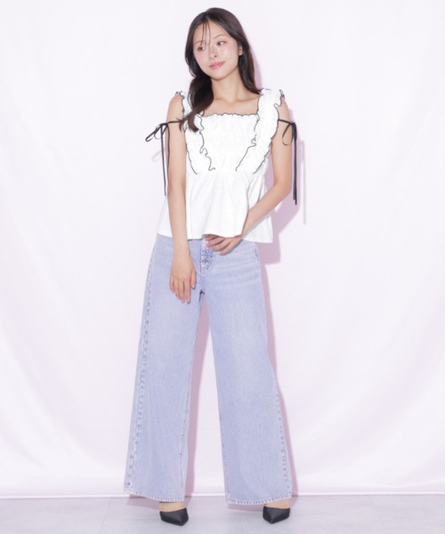 JILL by JILL STUART(ジルバイジルスチュアート)の「フリルシュリンクトップス(シャツ/ブラウス・レディース・ブルー/ブラック系その他/ホワイト・FREE)」の19枚目の写真