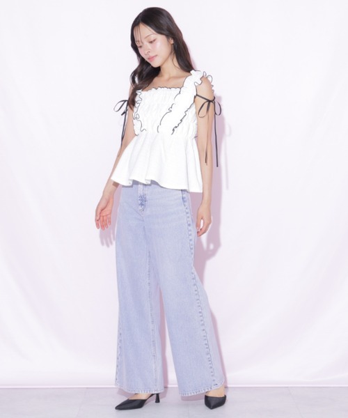 JILL by JILL STUART(ジルバイジルスチュアート)の「フリルシュリンクトップス(シャツ/ブラウス・レディース・ブルー/ブラック系その他/ホワイト・FREE)」の20枚目の写真