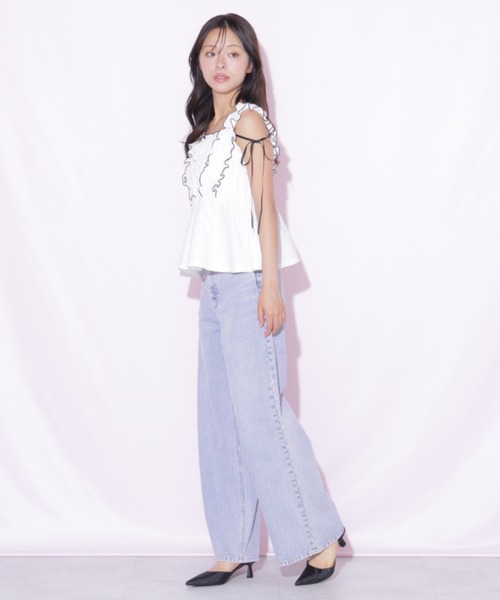 JILL by JILL STUART(ジルバイジルスチュアート)の「フリルシュリンクトップス(シャツ/ブラウス・レディース・ブルー/ブラック系その他/ホワイト・FREE)」の21枚目の写真