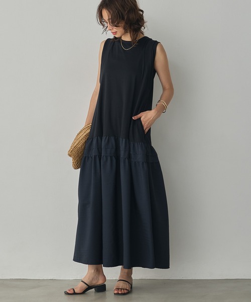 hunch(ハンチ)の「コンパクトスムース ドッキングワンピース(ワンピース・レディース・ブラウン系その他/ブラック/ネイビー系・FREE)」の1枚目の写真