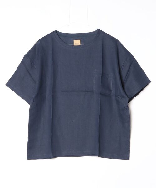 Sanca(サンカ)の「【Sanca】サンカ/ JAPAN LINEN POCKET T(Tシャツ/カットソー・メンズ・ミント/ネイビー・2/3)」の1枚目の写真