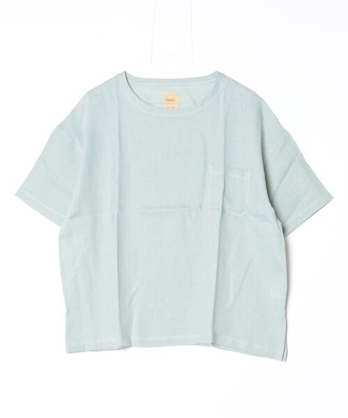 Sanca(サンカ)の「【Sanca】サンカ/ JAPAN LINEN POCKET T(Tシャツ/カットソー・メンズ・ミント/ネイビー・2/3)」の2枚目の写真