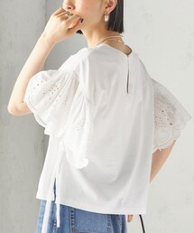 〈洗濯機可能〉Sohana: シフリー 刺繍 レース スリーブ TEE