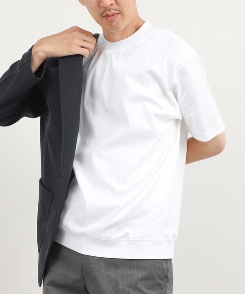 NOLLEY’S(ノーリーズ)の「《ビジカジ対応》超長綿ハイゲージポンチ クルーネックドレスTシャツ(Tシャツ/カットソー・メンズ・ダークグリーン/ライトベージュ/ブルー系その他/ホワイト・M/S/XXL/XL/L)」の2枚目の写真
