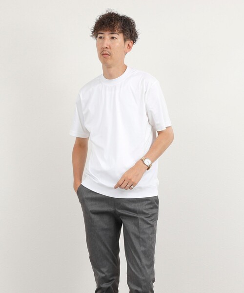 NOLLEY’S(ノーリーズ)の「《ビジカジ対応》超長綿ハイゲージポンチ クルーネックドレスTシャツ(Tシャツ/カットソー・メンズ・ダークグリーン/ライトベージュ/ブルー系その他/ホワイト・M/S/XXL/XL/L)」の21枚目の写真
