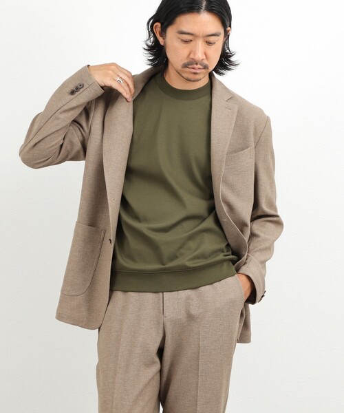 NOLLEY’S(ノーリーズ)の「《ビジカジ対応》ジャケットに合う 抗菌防臭 超長綿ハイゲージポンチ ドレスTシャツ(Tシャツ/カットソー・メンズ・ダークグリーン/ライトベージュ/ブルー系その他・M/S/XXL/XL/L)」の8枚目の写真