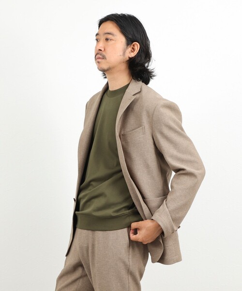 NOLLEY’S(ノーリーズ)の「《ビジカジ対応》ジャケットに合う 抗菌防臭 超長綿ハイゲージポンチ ドレスTシャツ(Tシャツ/カットソー・メンズ・ダークグリーン/ライトベージュ/ブルー系その他・M/S/XXL/XL/L)」の6枚目の写真