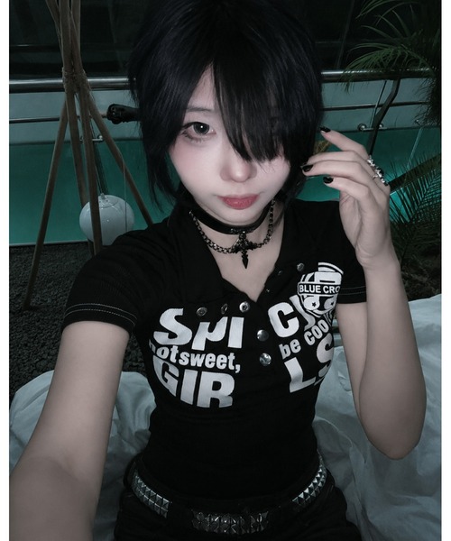 inst.ALL(インストール)の「ロゴプリントヘンリーコンパクトTシャツ(Tシャツ/カットソー・レディース・ブラック・M)」の4枚目の写真