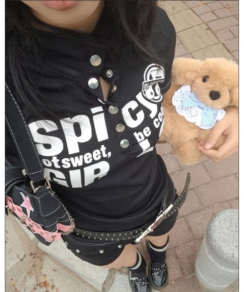 inst.ALL(インストール)の「ロゴプリントヘンリーコンパクトTシャツ(Tシャツ/カットソー・レディース・ブラック・M)」の6枚目の写真