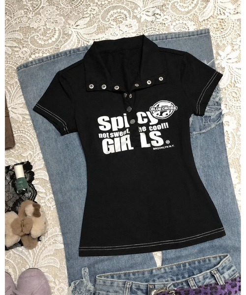 inst.ALL(インストール)の「ロゴプリントヘンリーコンパクトTシャツ(Tシャツ/カットソー・レディース・ブラック・M)」の7枚目の写真