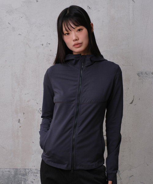 DIVEIN WOMEN(ダイブイン ウーマン)の「RELAXED FIT SOFT HOOD ZIP UP (NAVY)(パーカー・レディース・その他・1/2)」の1枚目の写真