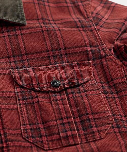 RRL(ダブル アール エル)の「チェック コーデュロイ オーバーシャツ(シャツ/ブラウス・メンズ・レッド・S/M/L/XL/XS/XXL)」の5枚目の写真