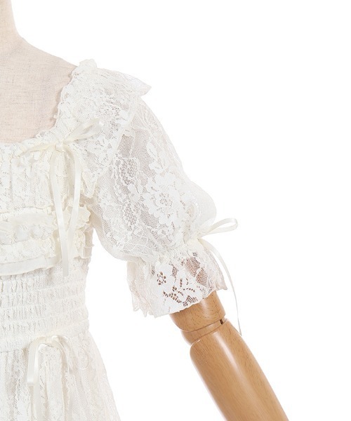 axes femme POETIQUE(アクシーズファムポエティック)の「フラワーレースギャザーワンピース(ワンピース・レディース・キナリ/ブラウン/グリーン・MEDIUM)」の15枚目の写真