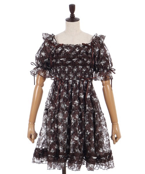 axes femme POETIQUE(アクシーズファムポエティック)の「フラワーレースギャザーワンピース(ワンピース・レディース・キナリ/ブラウン/グリーン・MEDIUM)」の16枚目の写真
