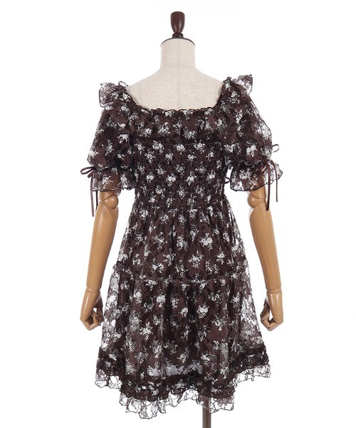axes femme POETIQUE(アクシーズファムポエティック)の「フラワーレースギャザーワンピース(ワンピース・レディース・キナリ/ブラウン/グリーン・MEDIUM)」の6枚目の写真