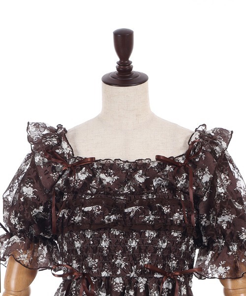 axes femme POETIQUE(アクシーズファムポエティック)の「フラワーレースギャザーワンピース(ワンピース・レディース・キナリ/ブラウン/グリーン・MEDIUM)」の7枚目の写真
