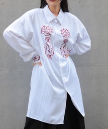 九尾狐刺繍ロングシャツ