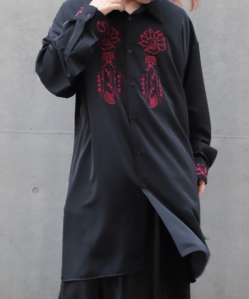 REZEN(リゼン)の「九尾狐刺繍ロングシャツ(シャツ/ブラウス・メンズ・ローズ/アイボリー/レッドパープル・LARGE/MEDIUM)」の12枚目の写真