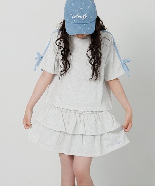 algy(アルジー)の「ラメミニ裏毛半袖Tシャツ&スカパンセット(セットアップ・キッズ・ブラック/グレー/オフホワイト・140/150/120/130/160)」の2枚目の写真