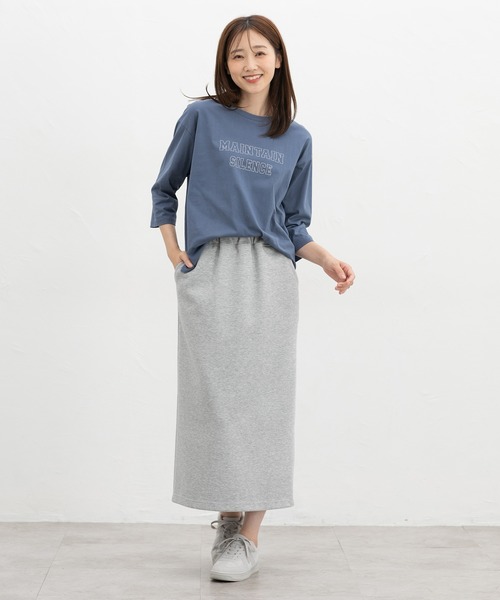 Honeys(ハニーズ)の「7分袖ロゴTシャツ(Tシャツ/カットソー・レディース・グレイッシュブルー/杢グレー/モカ/オレンジ/スミクロ・M/L)」の9枚目の写真