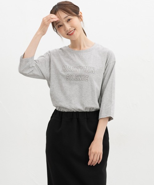 Honeys(ハニーズ)の「7分袖ロゴTシャツ(Tシャツ/カットソー・レディース・グレイッシュブルー/杢グレー/モカ/オレンジ/スミクロ・M/L)」の12枚目の写真