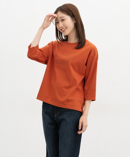 Honeys(ハニーズ)の「7分袖ロゴTシャツ(Tシャツ/カットソー・レディース・グレイッシュブルー/杢グレー/モカ/オレンジ/スミクロ・M/L)」の14枚目の写真
