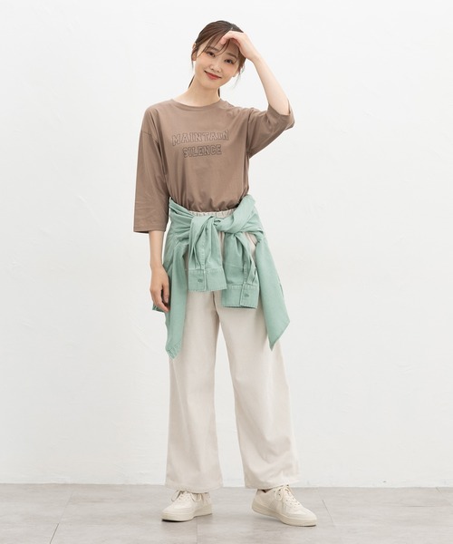Honeys(ハニーズ)の「7分袖ロゴTシャツ(Tシャツ/カットソー・レディース・グレイッシュブルー/杢グレー/モカ/オレンジ/スミクロ・M/L)」の15枚目の写真