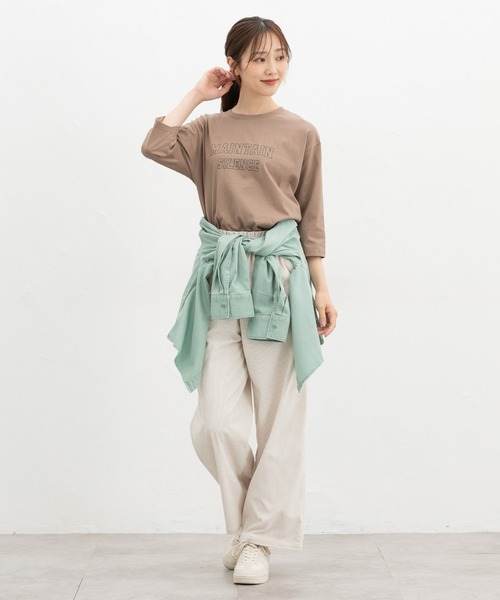 Honeys(ハニーズ)の「7分袖ロゴTシャツ(Tシャツ/カットソー・レディース・グレイッシュブルー/杢グレー/モカ/オレンジ/スミクロ・M/L)」の16枚目の写真
