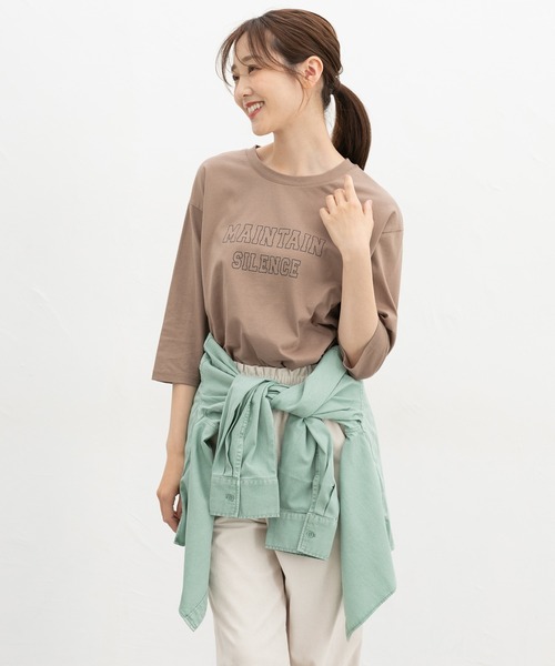Honeys(ハニーズ)の「7分袖ロゴTシャツ(Tシャツ/カットソー・レディース・グレイッシュブルー/杢グレー/モカ/オレンジ/スミクロ・M/L)」の17枚目の写真