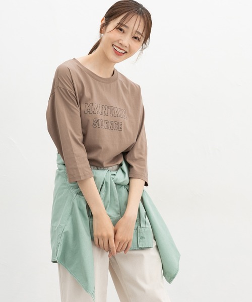Honeys(ハニーズ)の「7分袖ロゴTシャツ(Tシャツ/カットソー・レディース・グレイッシュブルー/杢グレー/モカ/オレンジ/スミクロ・M/L)」の18枚目の写真