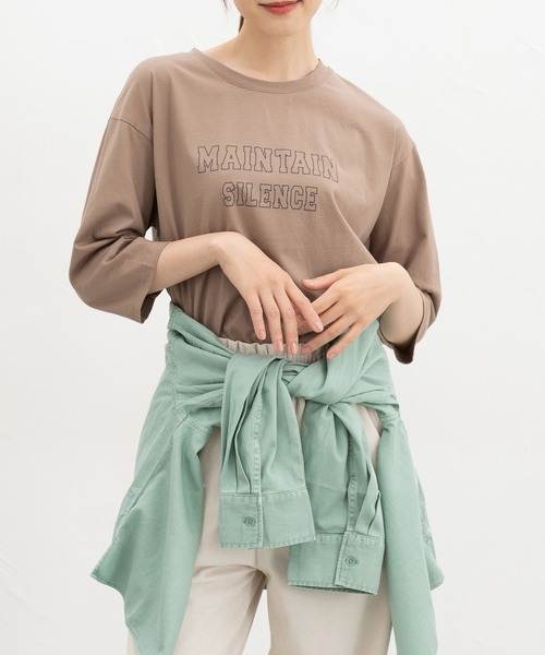Honeys(ハニーズ)の「7分袖ロゴTシャツ(Tシャツ/カットソー・レディース・グレイッシュブルー/杢グレー/モカ/オレンジ/スミクロ・M/L)」の19枚目の写真
