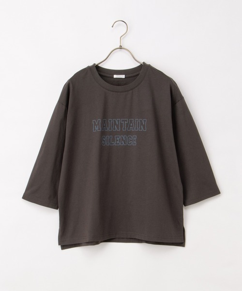 Honeys(ハニーズ)の「7分袖ロゴTシャツ(Tシャツ/カットソー・レディース・グレイッシュブルー/杢グレー/モカ/オレンジ/スミクロ・M/L)」の20枚目の写真