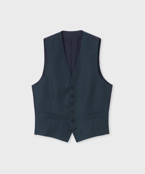 Paul Smith(ポールスミス)の「テクスチャード オルタネイトストライプ 6Bベスト / 263001 790NS(スーツベスト・メンズ・ダークグリーン/ダークブラウン・LARGE/MEDIUM)」の2枚目の写真