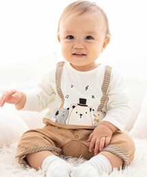fillot de bebe reduction（フィヨデュベベルダクティオン）の「【お揃い】アニマル音楽隊パッチ切替長袖カバーオール(70~80cm)（ロンパース）」