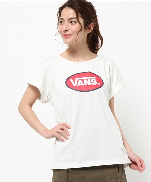 E hyphen world gallery(イーハイフンワールドギャラリー)の「VANSロゴTシャツ(Tシャツ/カットソー・レディース・オフホワイト/LT.Gray/ブルー/ダークネイビー・FREE)」の1枚目の写真