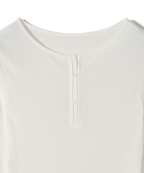 SHIPS Colors(シップス カラーズ)の「SHIPS Colors:〈手洗い可能〉シアー ドライタッチ コンビ ヘンリーネック トップス(Tシャツ/カットソー・レディース・ブラウン/ブラック/オフホワイト・ONE SIZE)」の19枚目の写真