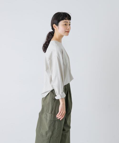 かぐれ（カグレ）の「ナローボーダーロングカットソー（Tシャツ/カットソー・レディース・ブラック/オフホワイト・FREE）」の9枚目の写真