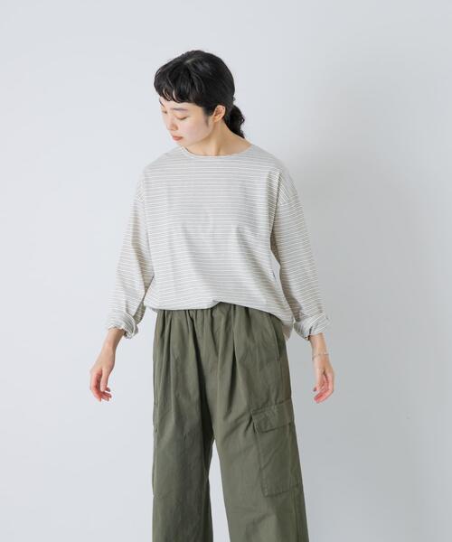 かぐれ（カグレ）の「ナローボーダーロングカットソー（Tシャツ/カットソー・レディース・ブラック/オフホワイト・FREE）」の11枚目の写真